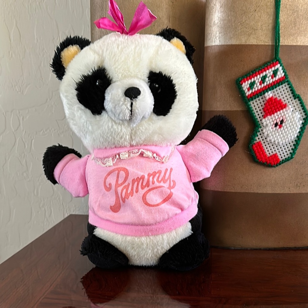 *VINTAGE* 1981 Shirt Tales 10" Pammy Panda "Smart Cookie" Plush